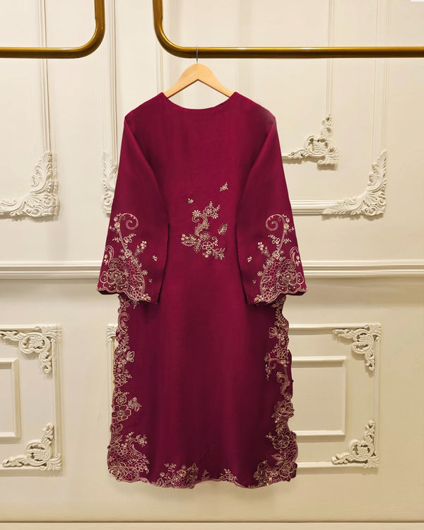 Pure Embroidered Sheesha Silk Shirt S115753