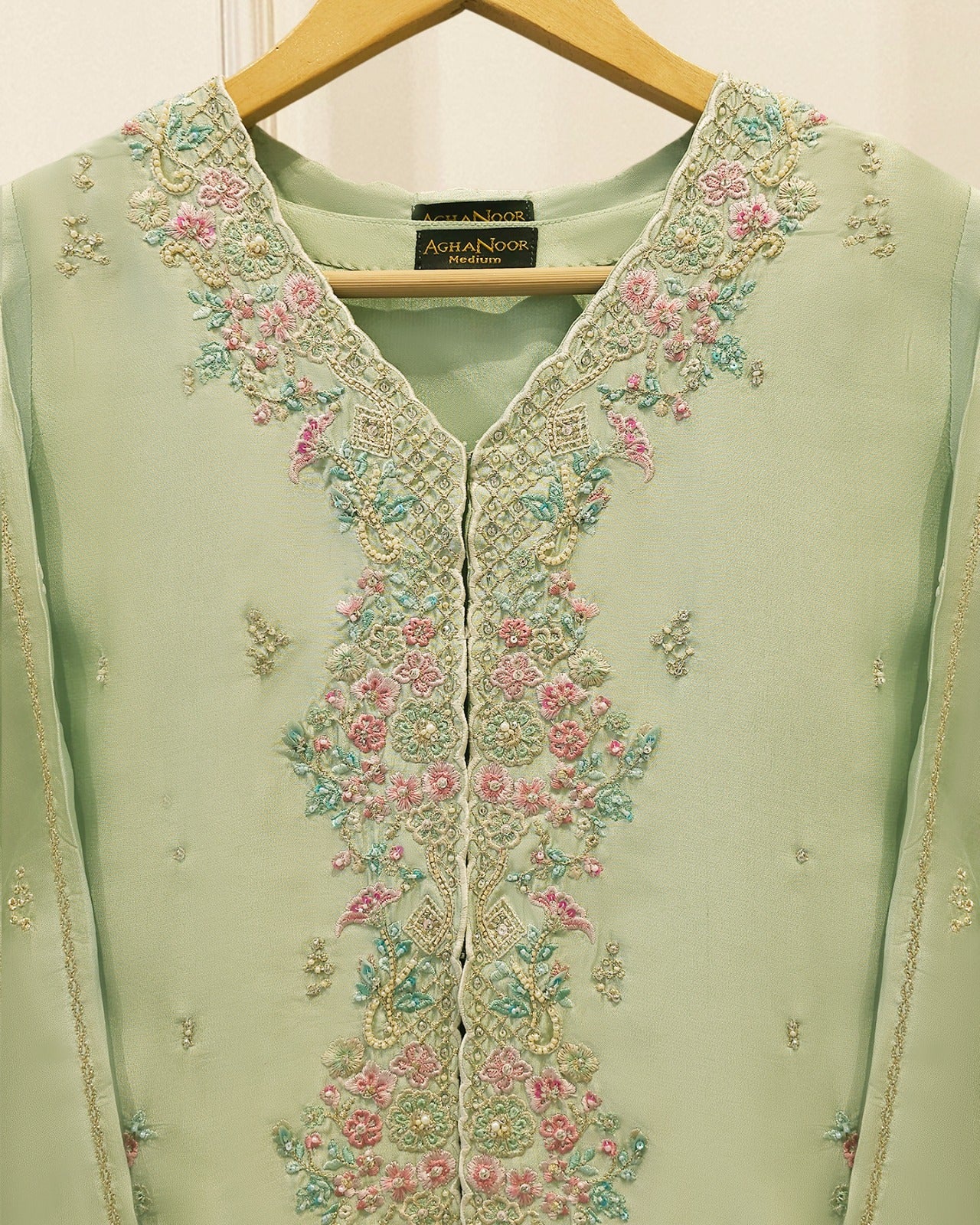 2 Piece- Pure Sheesha Silk Embroidered Suit S115715 Secondary image