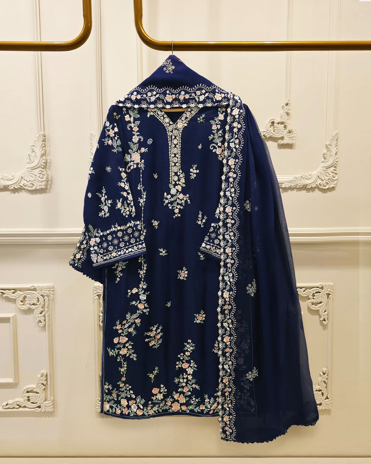 3 Piece - Pure Embroidered Chiffon Suit S115741 Main image