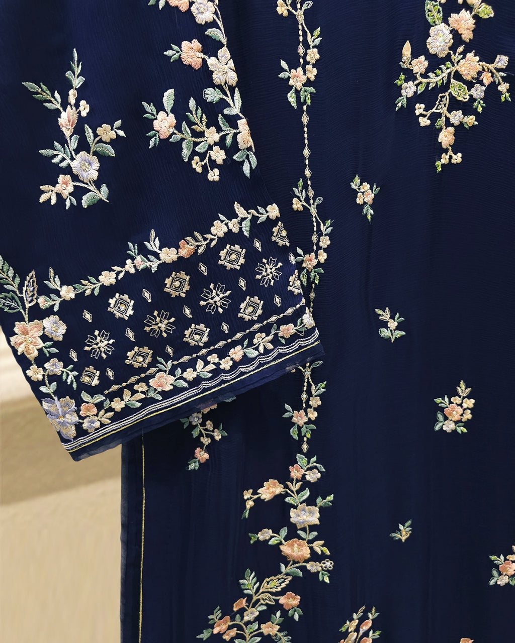 3 Piece - Pure Embroidered Chiffon Suit S115741