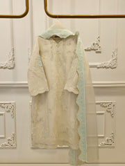 3 Piece - Pure Organza Embroidered Suit S111963