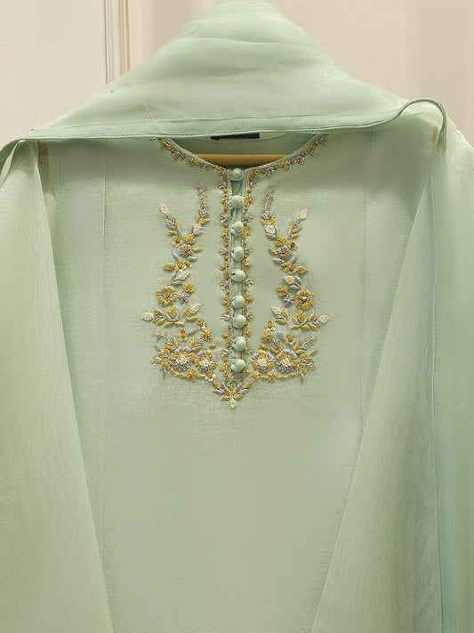 3 Piece - Pure Embroidered Cotton Net Suit S111958