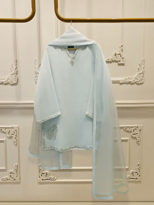 3 Piece - Pure Embroidered Cotton Net Suit S111998