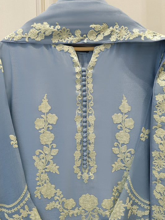 3 Piece - Pure Embroidered Cotton Net Suit S112014