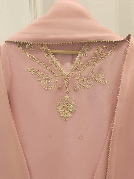 3 Piece - Pure Embroidered Cotton Net Suit S112037