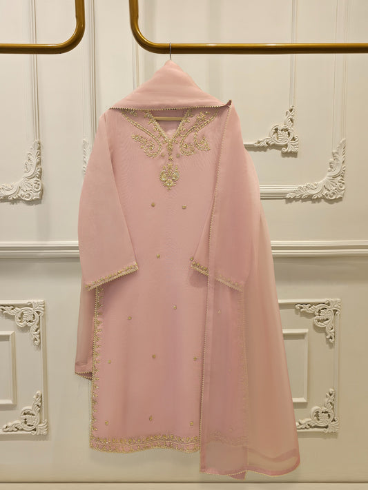 3 Piece - Pure Embroidered Cotton Net Suit S112037