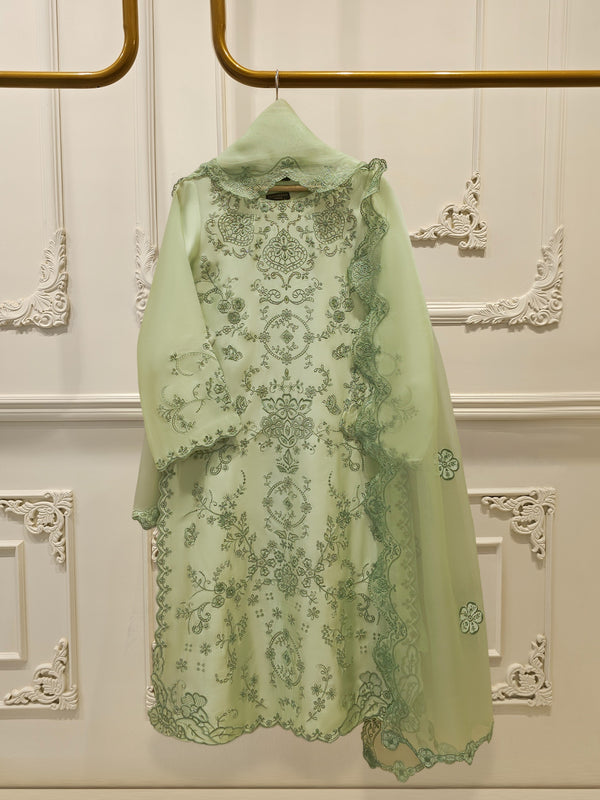 3 Piece-  Pure Embroidered Sheesha Silk Suit S112061