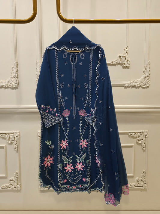 3 Piece - Pure Embroidered Cotton Net Suit S112065