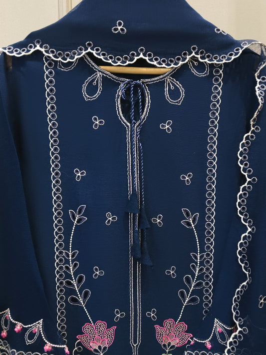 3 Piece - Pure Embroidered Cotton Net Suit S112065