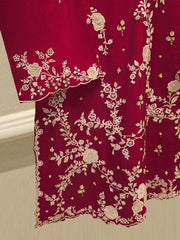 3 Piece- Pure Khadi Silk Embroidered Suit S112033