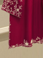 3 Piece- Pure Khadi Silk Embroidered Suit S112033