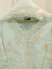 3 Piece- Pure Khadi Silk Embroidered Suit S112074