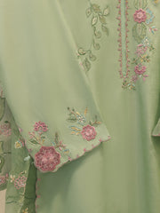 3 Piece- Pure Khadi Silk Embroidered Suit S112245