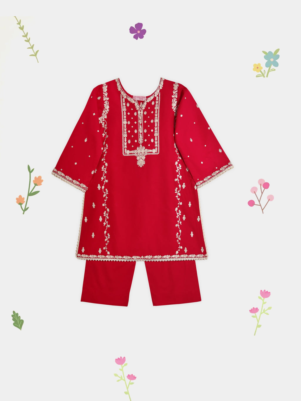 (Kids) 2 Piece - Embroidered Lawn Suit FKD-087