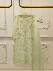 3 Piece- Pure Khaddi Silk Embroidered Suit S112306
