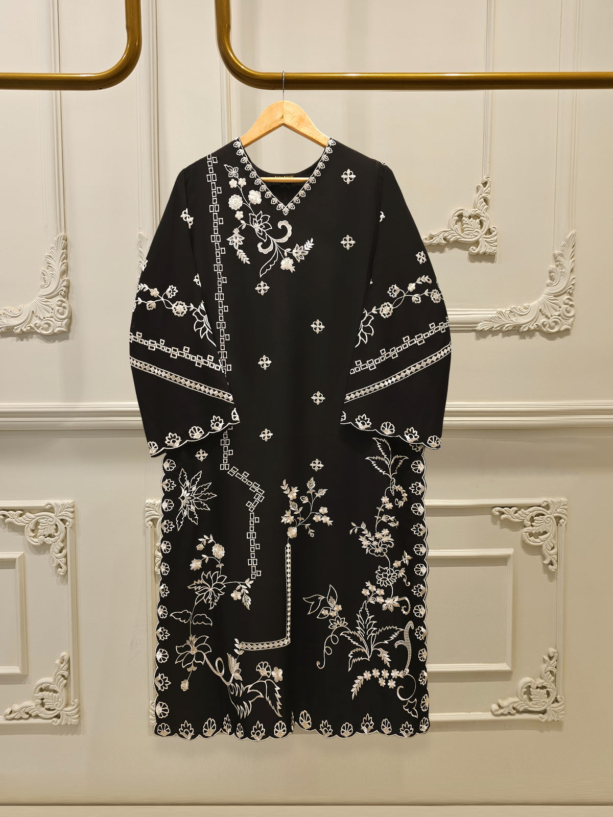 2 Piece- Pure Silk Net Embroidered Suit S112319