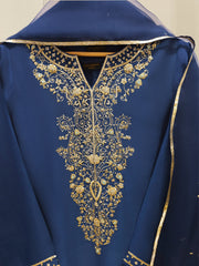 3 Piece-  Pure Embroidered Sheesha Silk Suit S112338