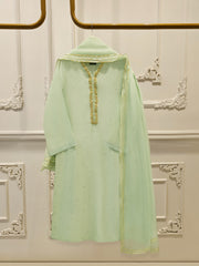 3 Piece - Pure Embroidered Cotton Net Suit S112236
