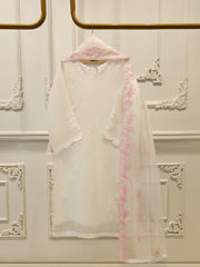 3 Piece - Pure Organza Embroidered Suit S112343
