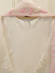3 Piece - Pure Organza Embroidered Suit S112343