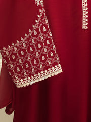 3 Piece- Pure Korean Silk Embroidered Suit S112346