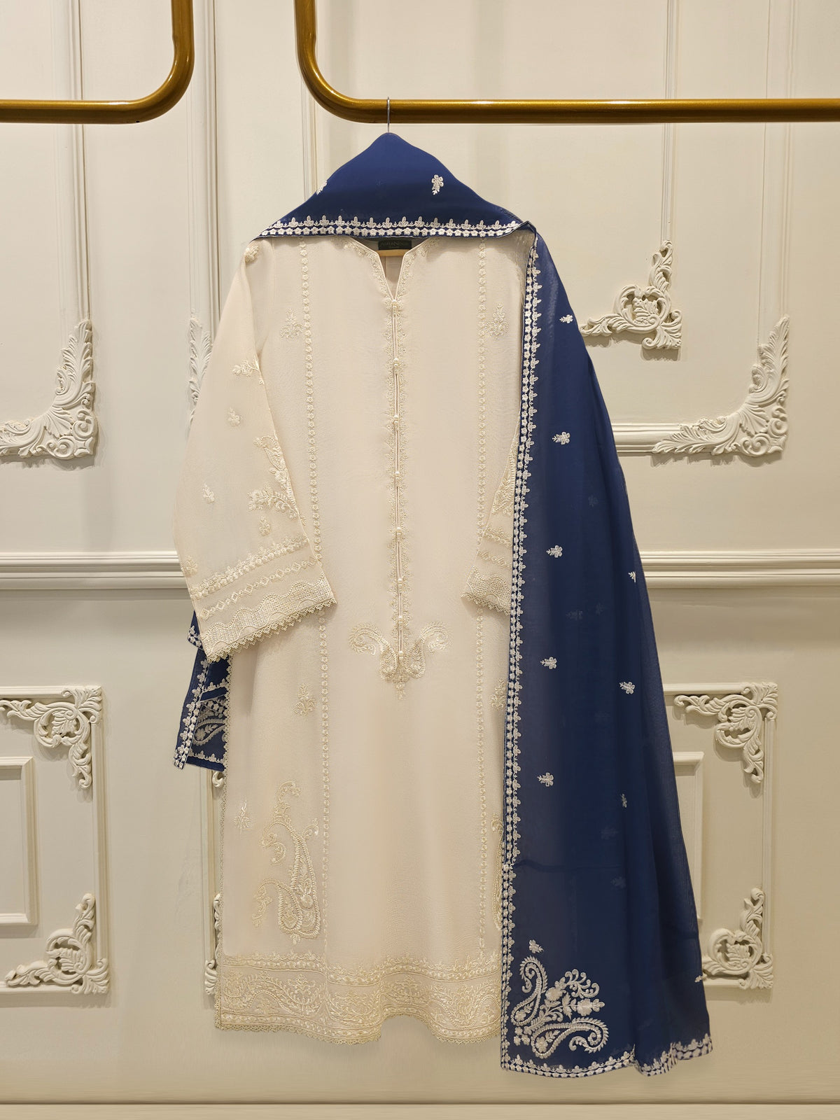 3 Piece - Pure Embroidered Cotton Net Suit S112354