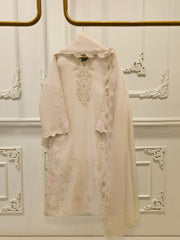 3 Piece- Pure Khaddi Silk Embroidered Suit S112385