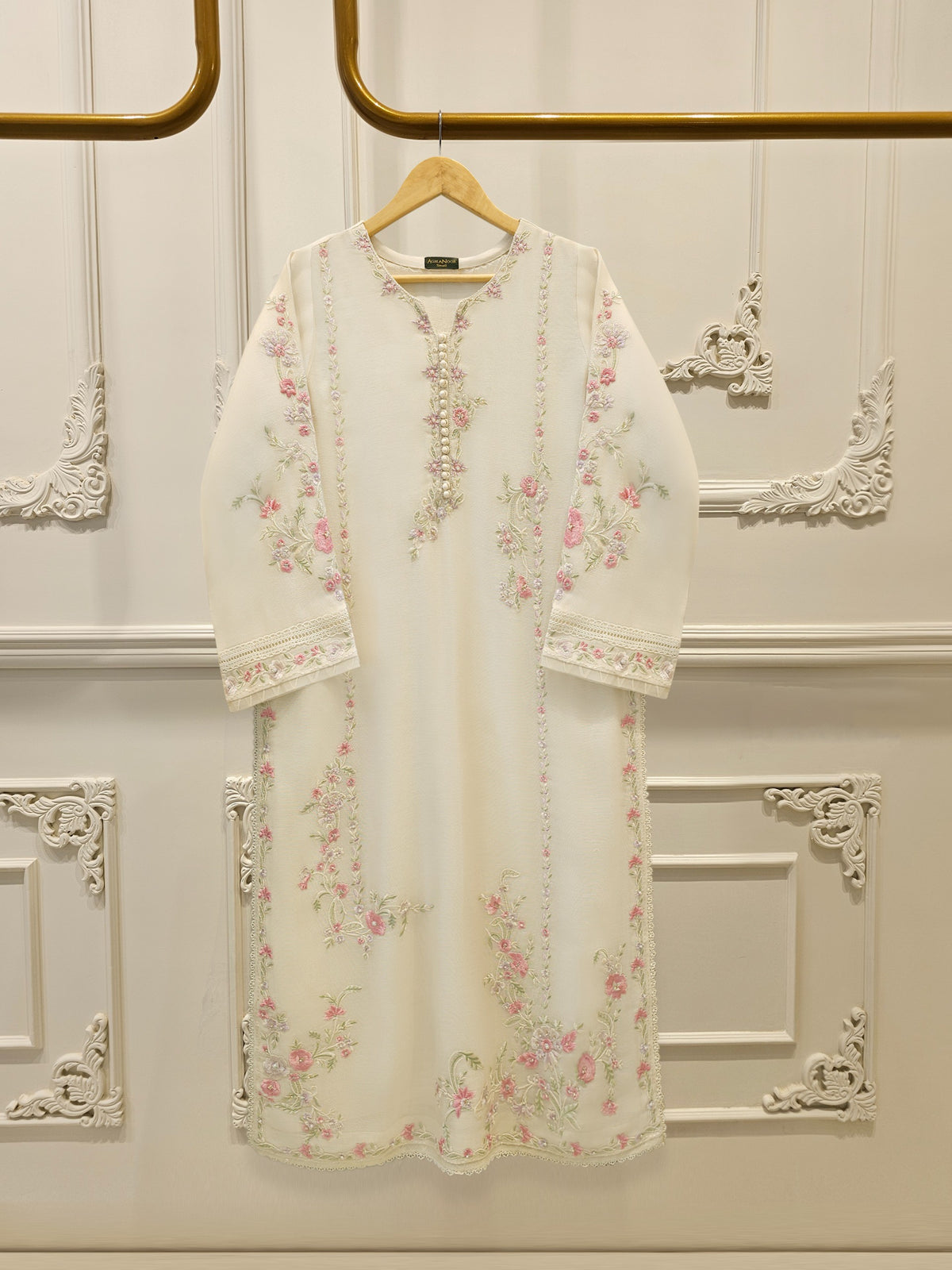 2 Piece - Pure Embroidered Cotton Net Suit S112386