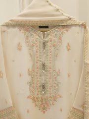 3 Piece - Pure Embroidered Cotton Net Suit S112389
