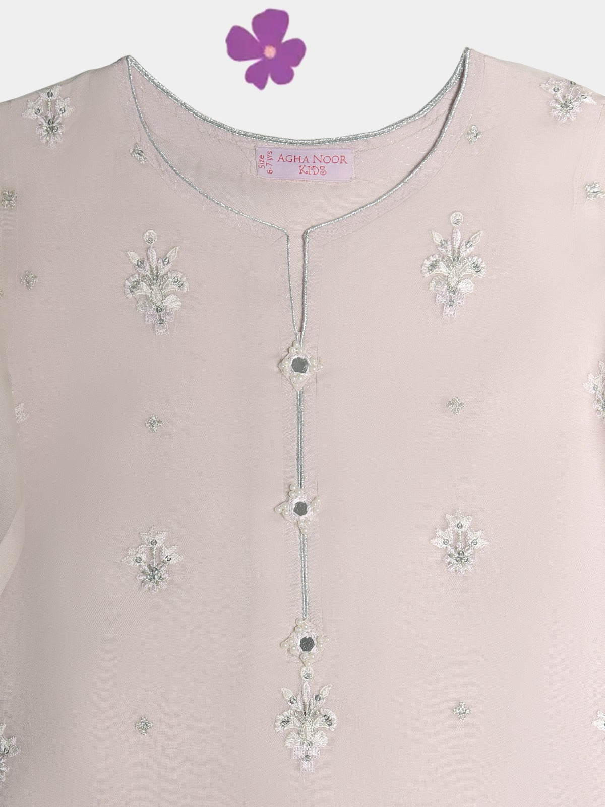 (Kids) 2 Piece - Embroidered Organza Suit FKD-067 Secondary image
