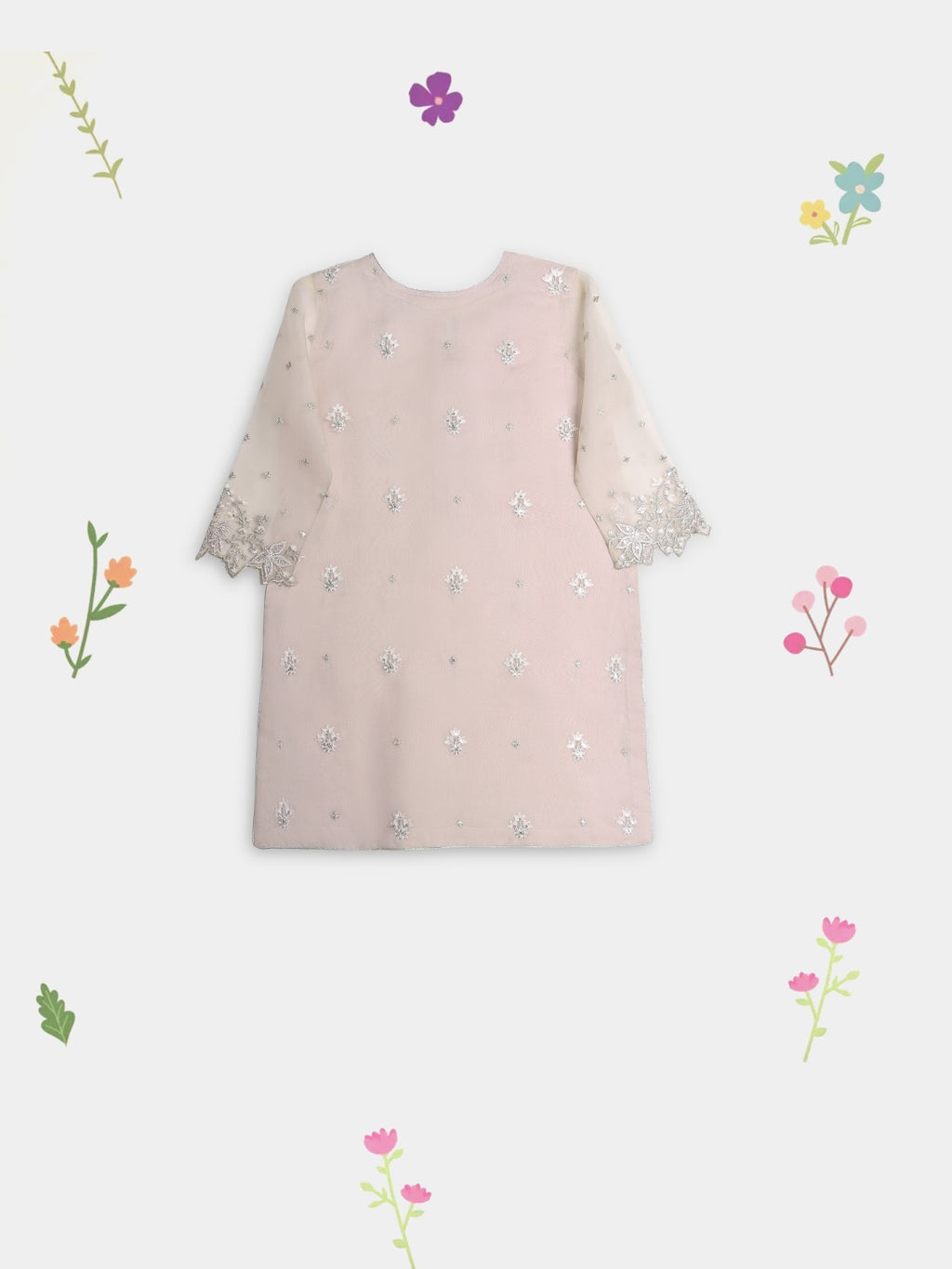 (Kids) 3 Piece - Embroidered Organza Suit FKD-067