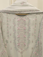 3 Piece - Pure Embroidered Cotton Net Suit S112396