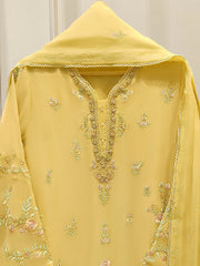 3 Piece - Pure  Chiffon Embroidered Suit S112395