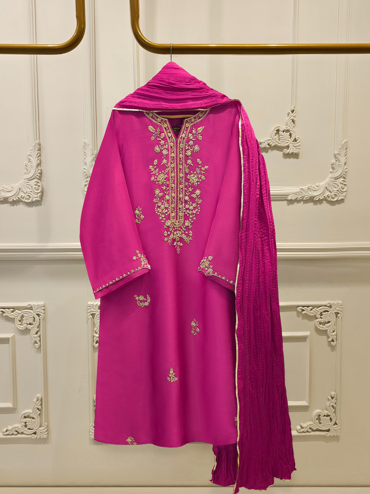 3 Piece-  Pure Embroidered Sheesha Silk Suit S112415