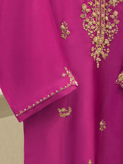 3 Piece-  Pure Embroidered Sheesha Silk Suit S112415