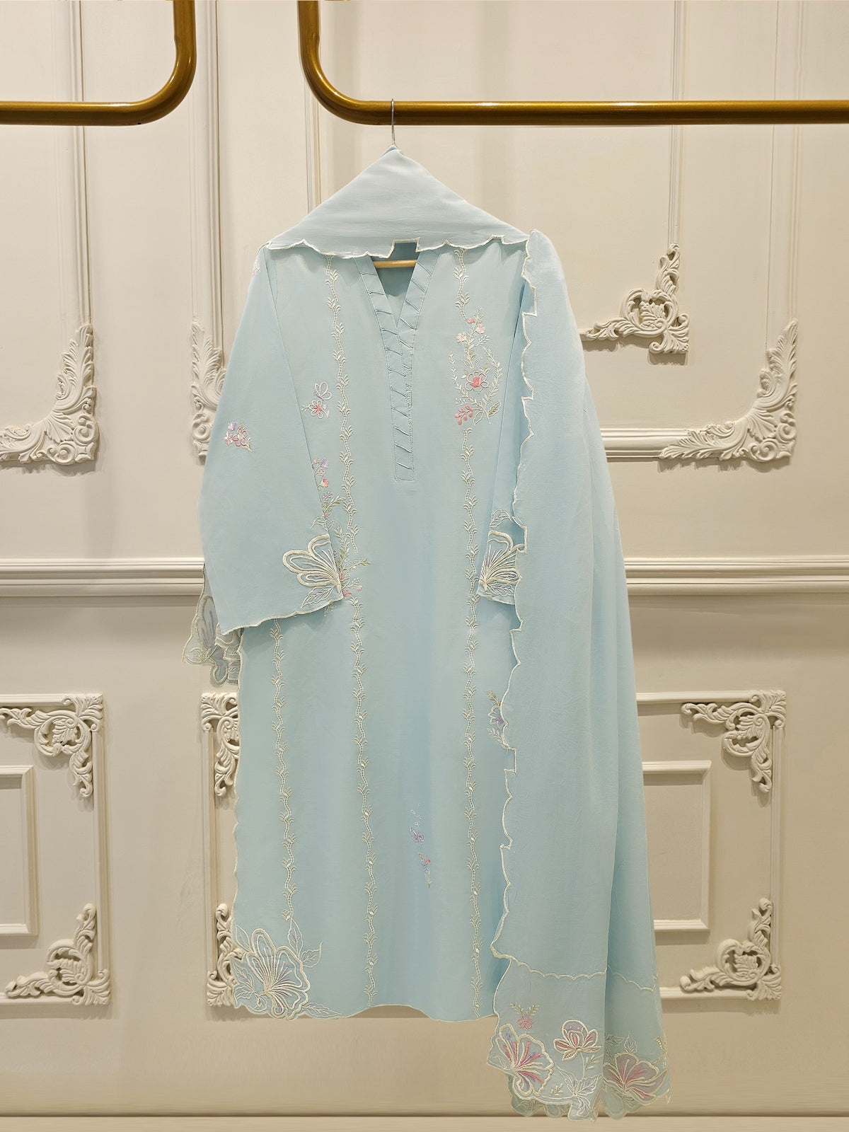 2 Piece - Embroidered Cambric Suit S112416