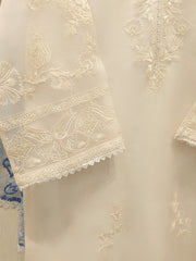 3 Piece - Pure Organza Embroidered Suit S112457