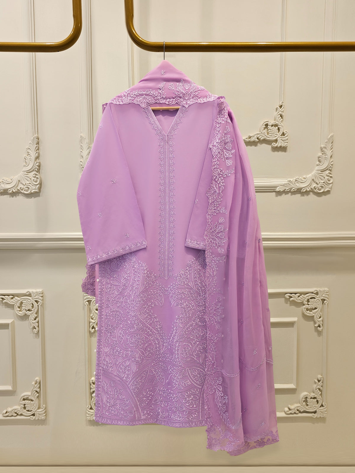 3 Piece - Embroidered Cambric Suit S112495