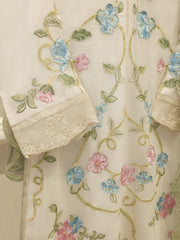 3 Piece - Pure Embroidered Cotton Net Suit S112489