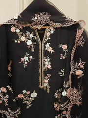 3 Piece-  Pure Embroidered Sheesha Silk Suit S112499