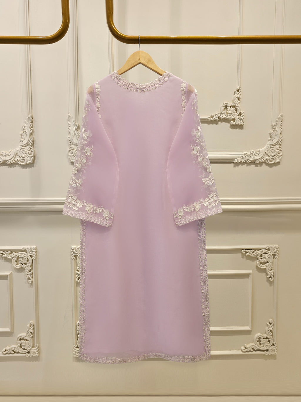 3 Piece - Pure Organza Embroidered Suit S112677