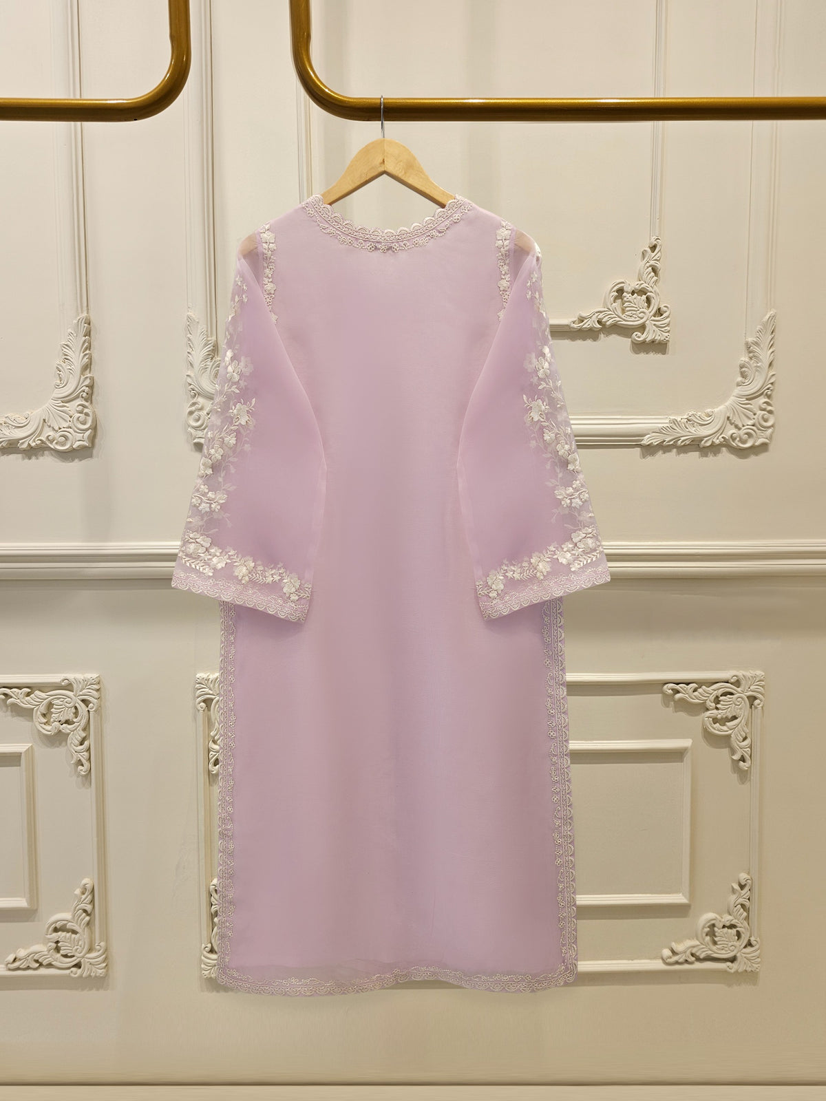3 Piece - Pure Organza Embroidered Suit S112677