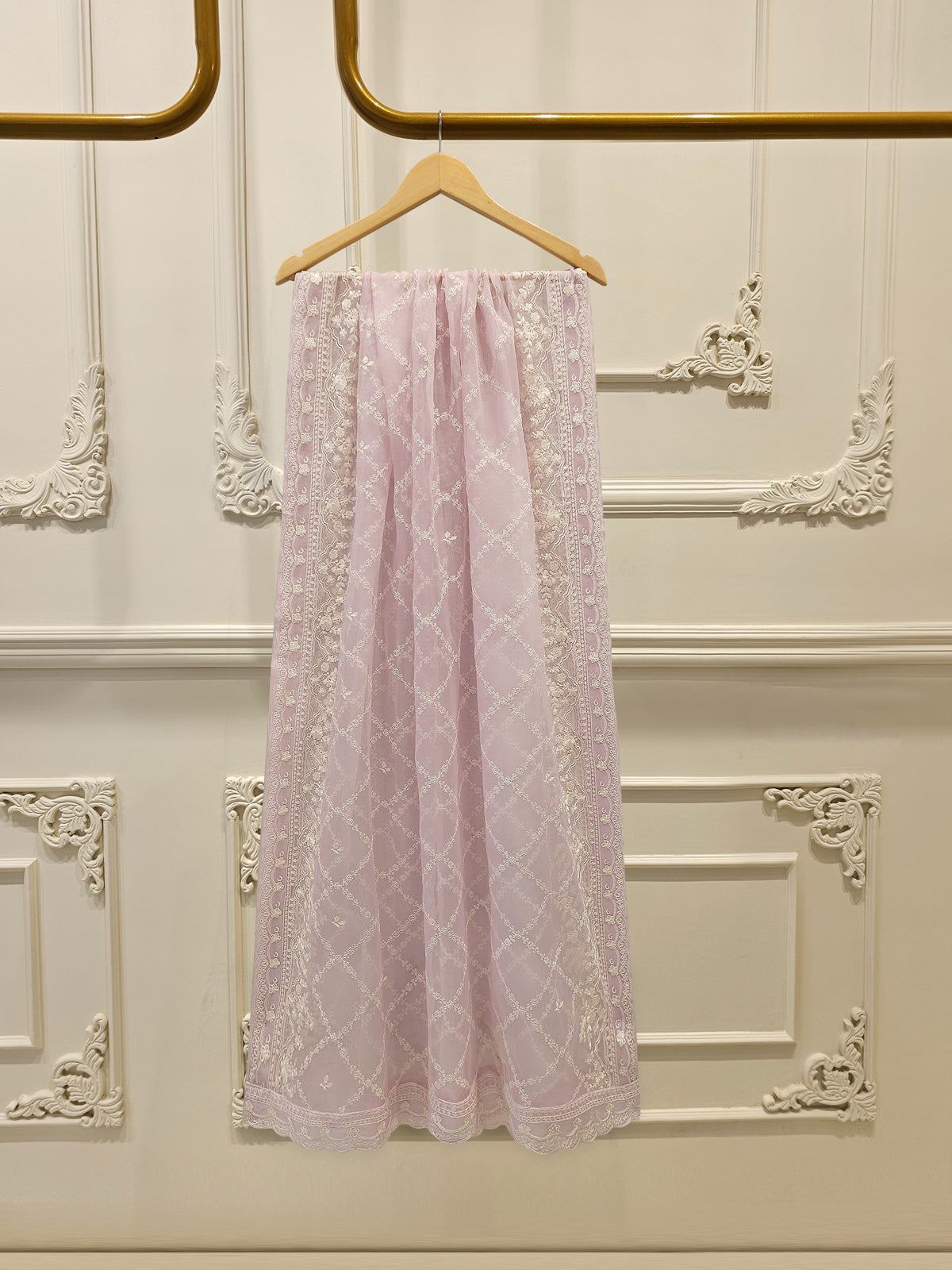 3 Piece - Pure Organza Embroidered Suit S112677