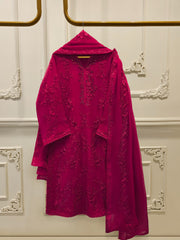 3 Piece - Pure Chiffon Embroidered Suit S112682