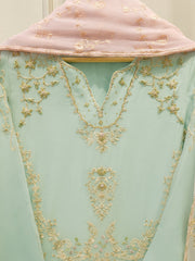 3 Piece - Pure  Chiffon Embroidered Suit S112689