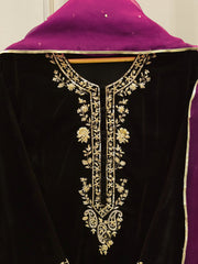 3 Piece - Embroidered Velvet Suit S112702
