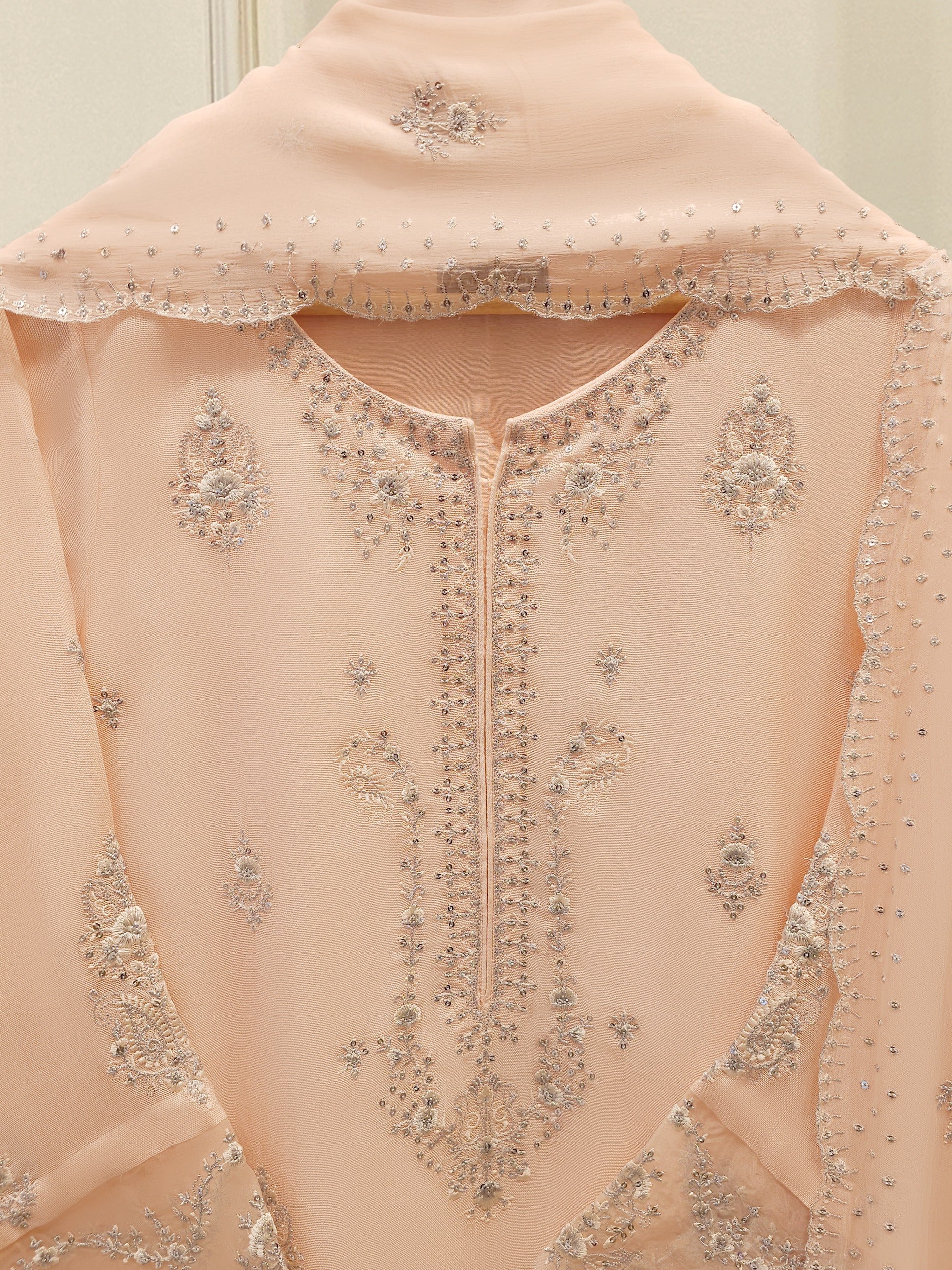 3 Piece - Pure Embroidered Cotton Net Suit S112717 Secondary image