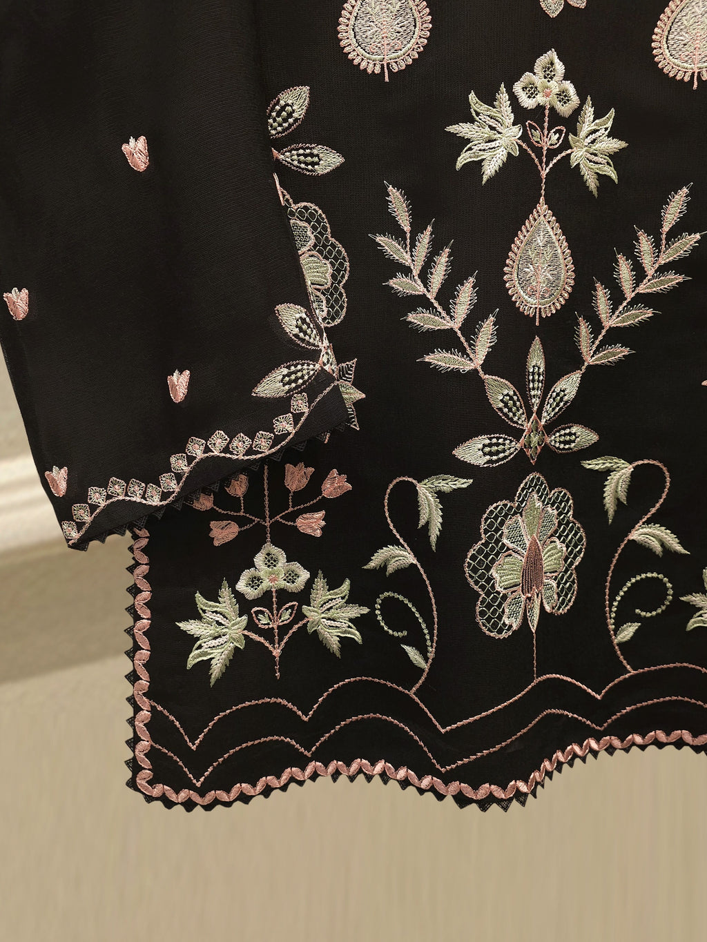 2 Piece - Pure Embroidered Cotton Net Suit S112758