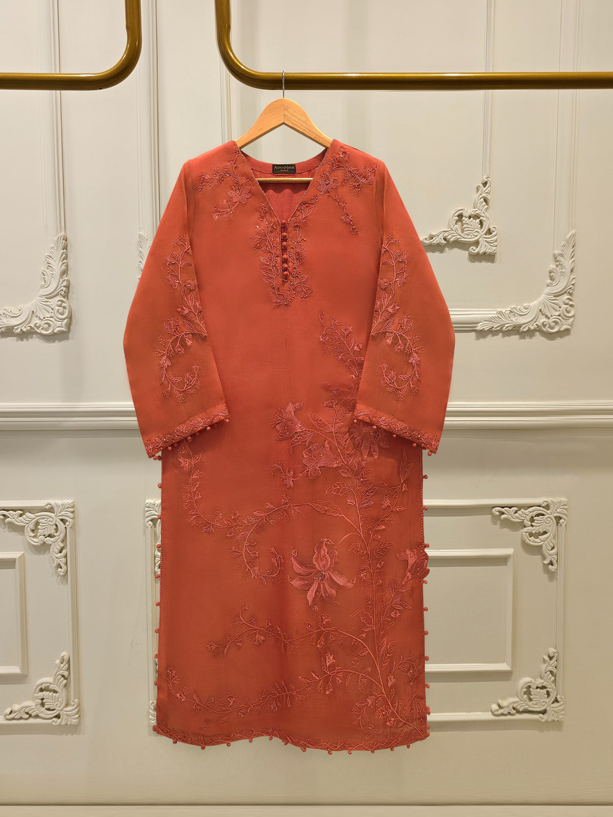 2 Piece - Pure Organza Embroidered Suit S112777