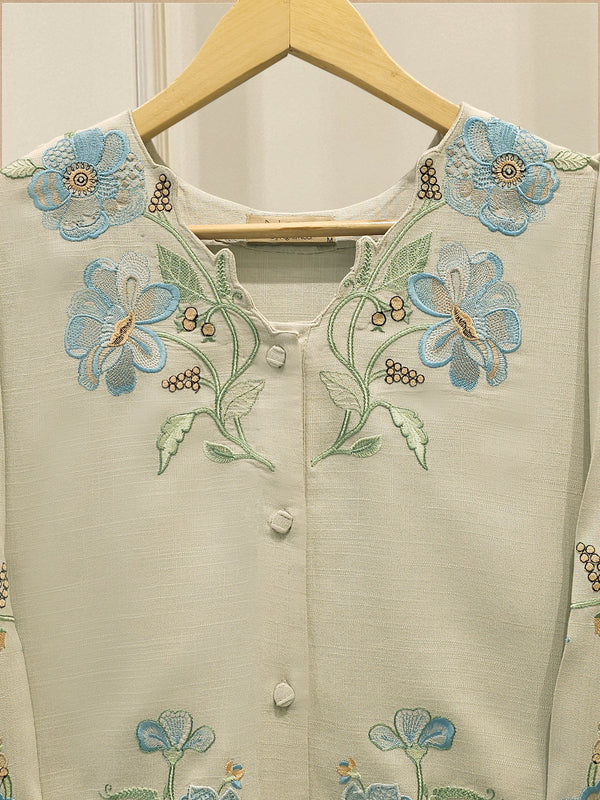 2 Piece - Embroidered Linen Suit WS00200